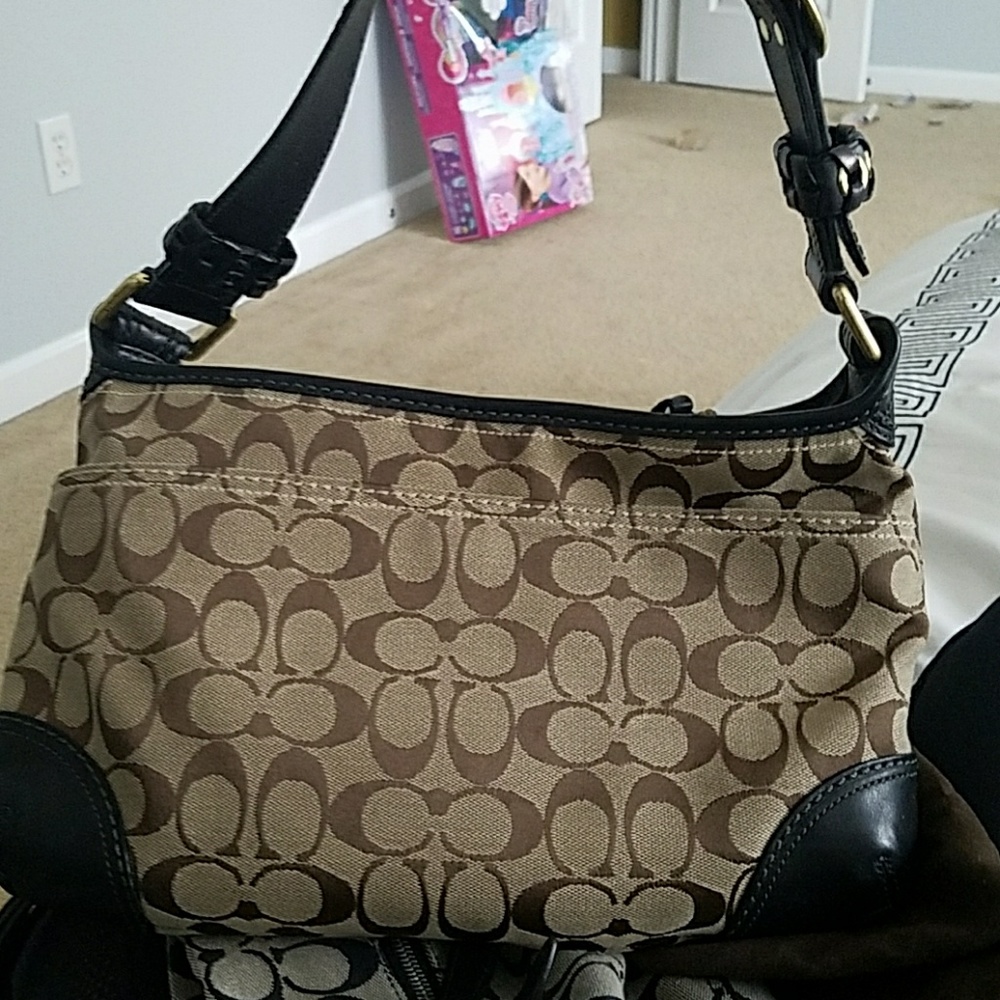 Authentic Tan & Black Coach Purse